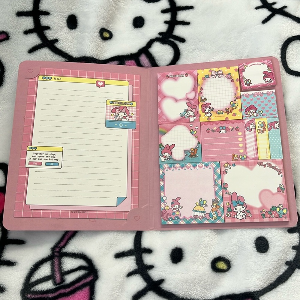 My Melody Memo Book-Style Set of Sticky Notes and Stationary Pages